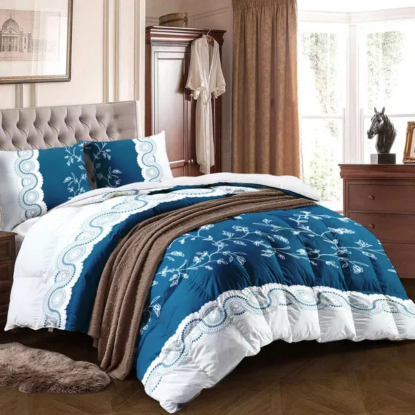 Teal Floral Lace Quilt Set 3 Piece Water Resistant Bedspread Queen King Cal King
