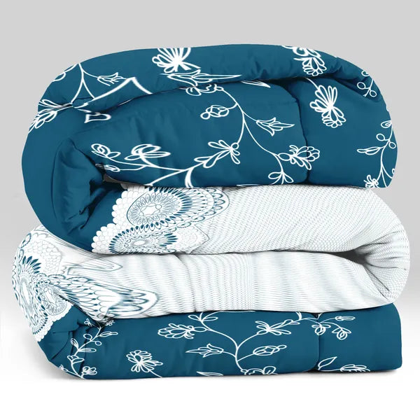 Teal Floral Lace Quilt Set 3 Piece Water Resistant Bedspread Queen King Cal King