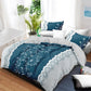 Teal Floral Lace Quilt Set 3 Piece Water Resistant Bedspread Queen King Cal King