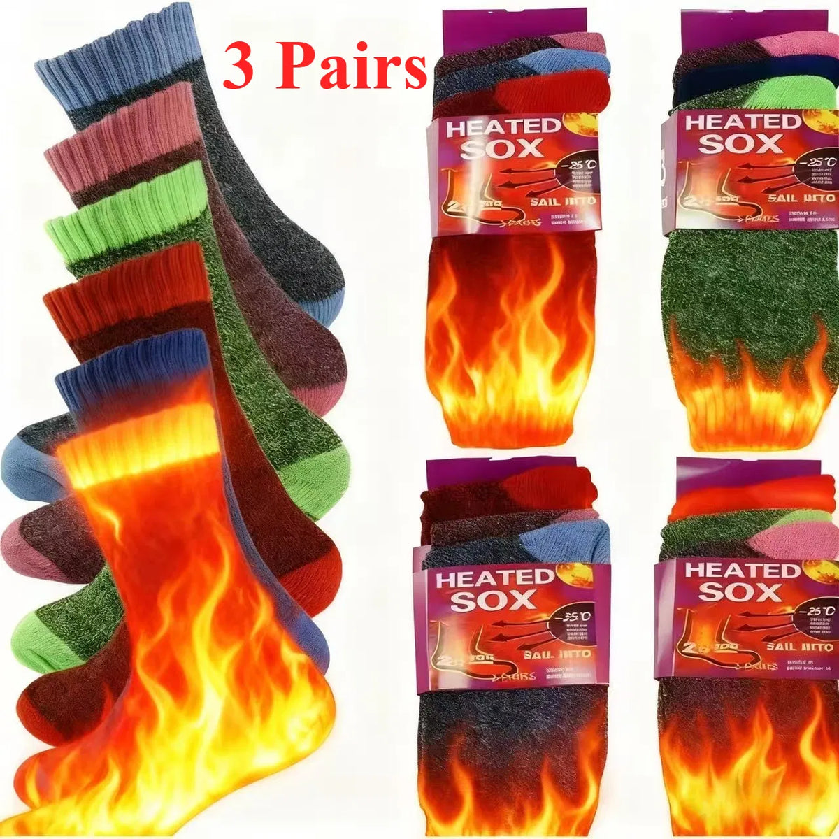 3/6 Pairs Womens Thermal Socks Winter Warm Thick Boot Crew Work Socks 9-11