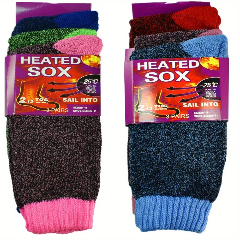 3/6 Pairs Womens Thermal Socks Winter Warm Thick Boot Crew Work Socks 9-11