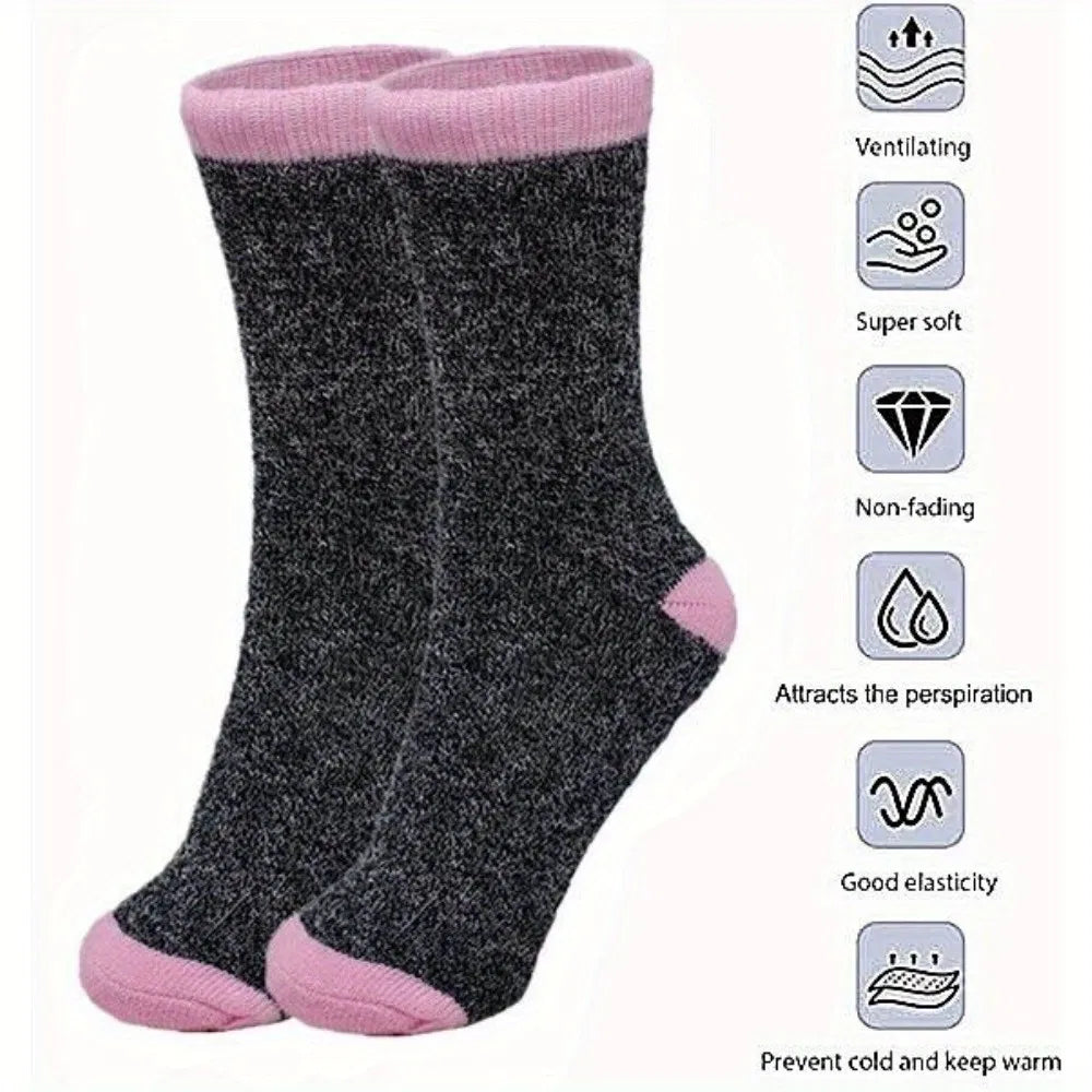 3/6 Pairs Womens Thermal Socks Winter Warm Thick Boot Crew Work Socks 9-11