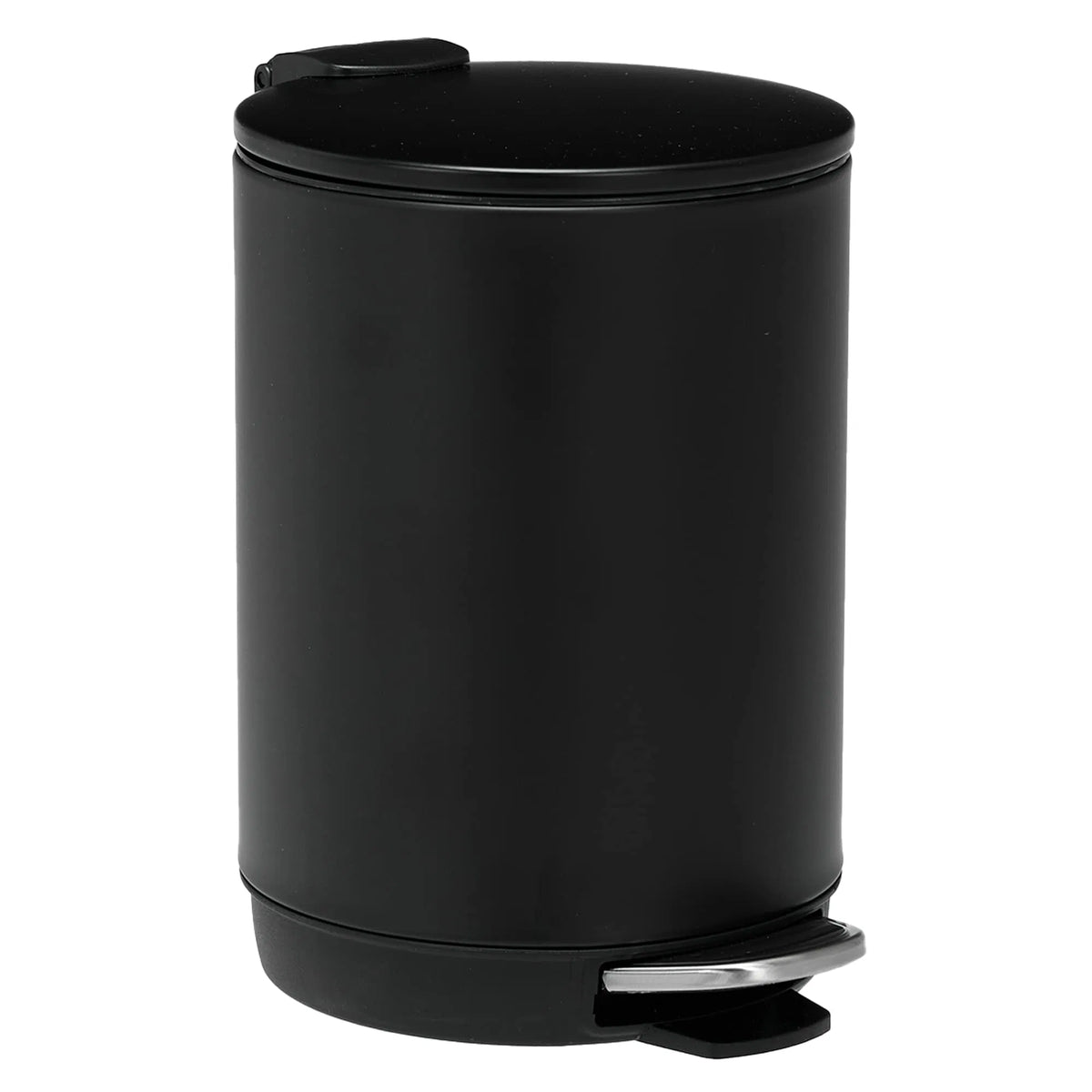 Small Bathroom Trash Can 3L Black Stainless Steel Step Pedal Removable Bucket