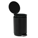 Small Bathroom Trash Can 3L Black Stainless Steel Step Pedal Removable Bucket