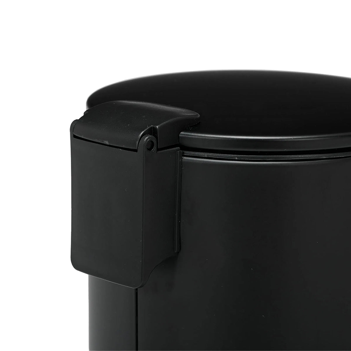 Small Bathroom Trash Can 3L Black Stainless Steel Step Pedal Removable Bucket