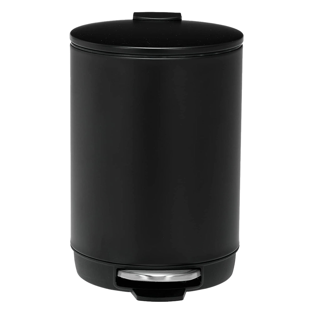 Small Bathroom Trash Can 3L Black Stainless Steel Step Pedal Removable Bucket
