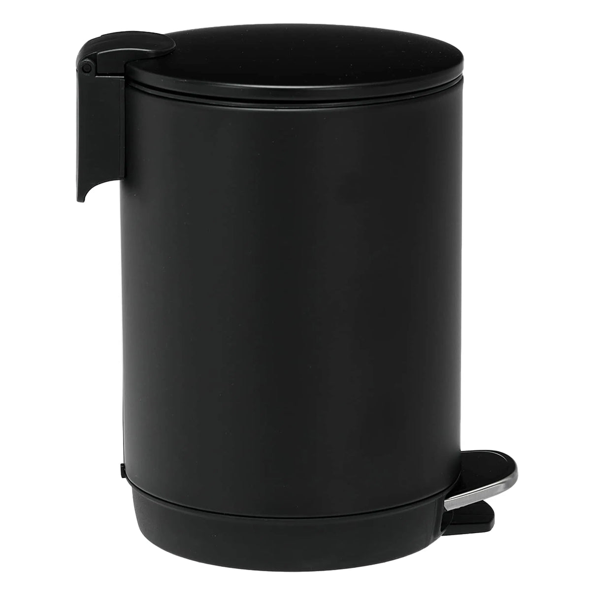 Small Bathroom Trash Can 3L Black Stainless Steel Step Pedal Removable Bucket