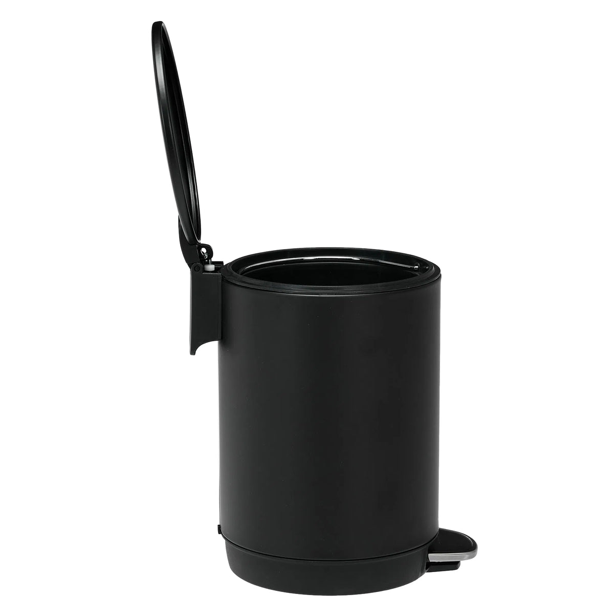 Small Bathroom Trash Can 3L Black Stainless Steel Step Pedal Removable Bucket