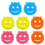 8PCS Non Scratch Dish Sponges Smiley Face Kitchen Scrubbers Multi Purpose Cleaning
