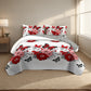 4 Piece Red Butterfly Floral Duvet Cover Set 18 Deep Sheet Queen King Cal