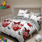4 Piece Red Butterfly Floral Duvet Cover Set 18 Deep Sheet Queen King Cal
