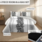 4 Piece Duvet Cover Set Black White Boho Floral 18 Deep Sheet Zipper Queen King