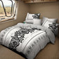 4 Piece Duvet Cover Set Black White Boho Floral 18 Deep Sheet Zipper Queen King