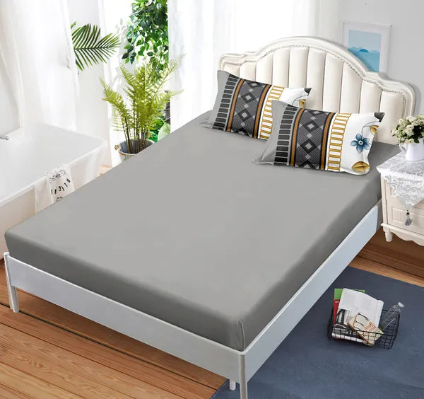 4 Piece Duvet Cover Set Grey White Floral 18 Deep Sheet Zipper Queen King Cal