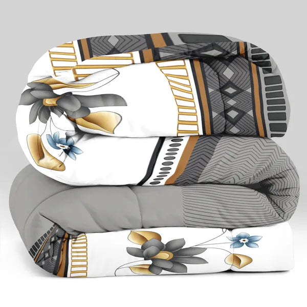 4 Piece Duvet Cover Set Grey White Floral 18 Deep Sheet Zipper Queen King Cal