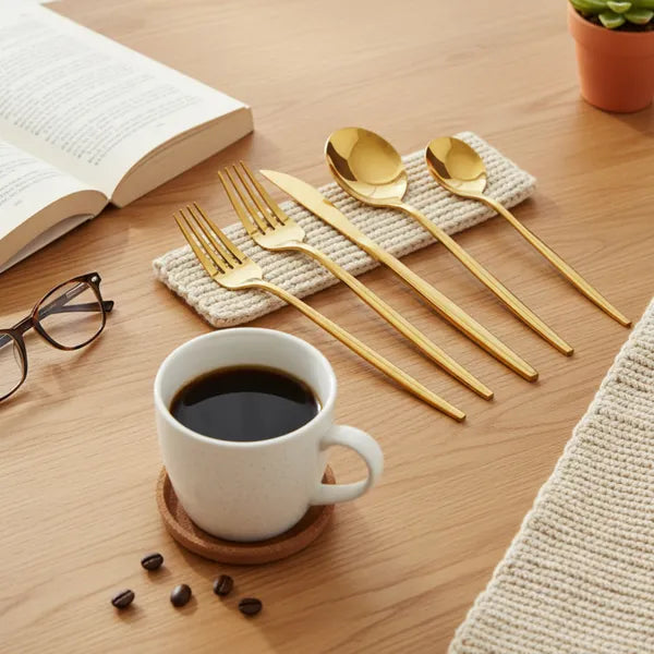 40 Piece Gold Silverware Set Stainless Steel Flatware Cutlery Service for 8 New