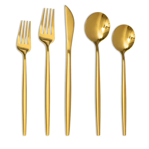 40 Piece Gold Silverware Set Stainless Steel Flatware Cutlery Service for 8 New