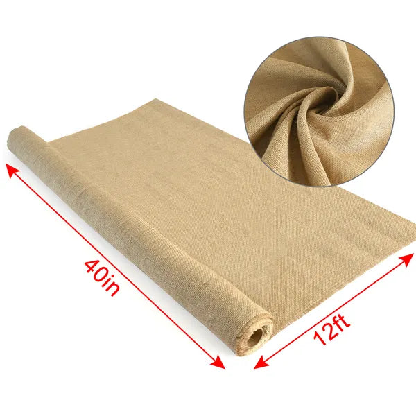 Burlap Fabric Roll 40in x 12ft Natural Jute Garden Weed Barrier Tree Wrap