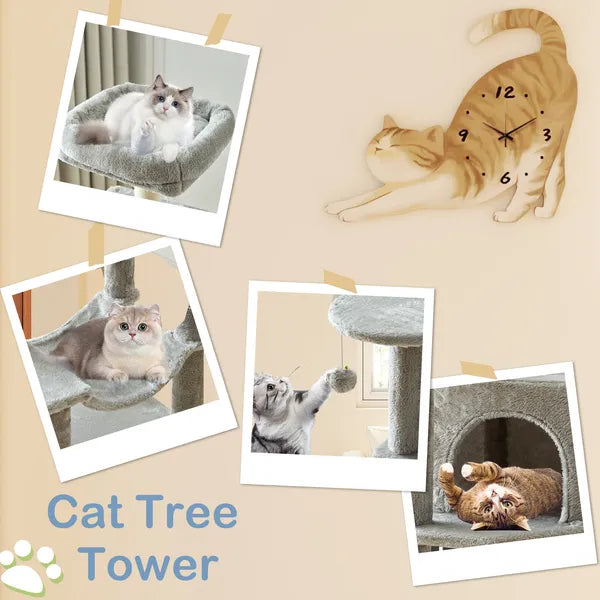 44" Cat Tree Tower Multi-Level Condo Hammock Sisal Scratching Posts Indoor Cats