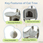44" Cat Tree Tower Multi-Level Condo Hammock Sisal Scratching Posts Indoor Cats