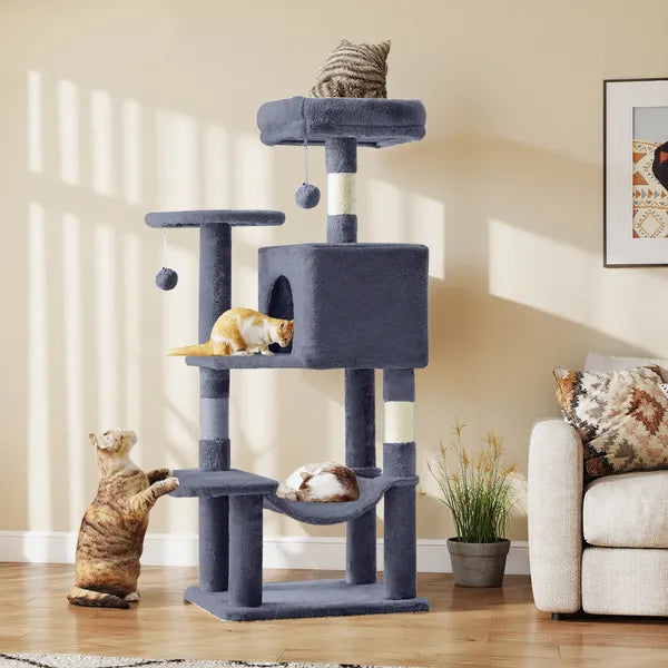 44" Cat Tree Tower Multi-Level Condo Hammock Sisal Scratching Posts Indoor Cats