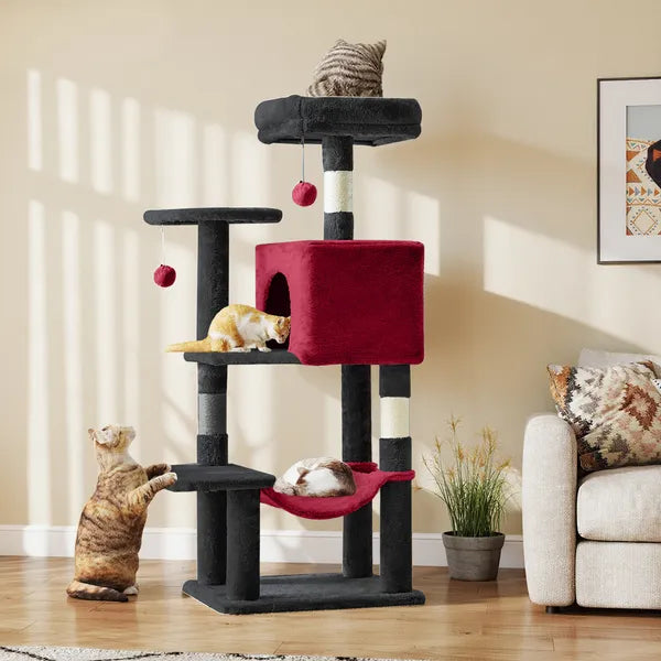 44" Cat Tree Tower Multi-Level Condo Hammock Sisal Scratching Posts Indoor Cats