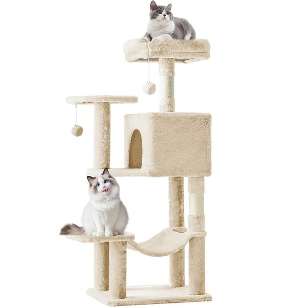 44" Cat Tree Tower Multi-Level Condo Hammock Sisal Scratching Posts Indoor Cats