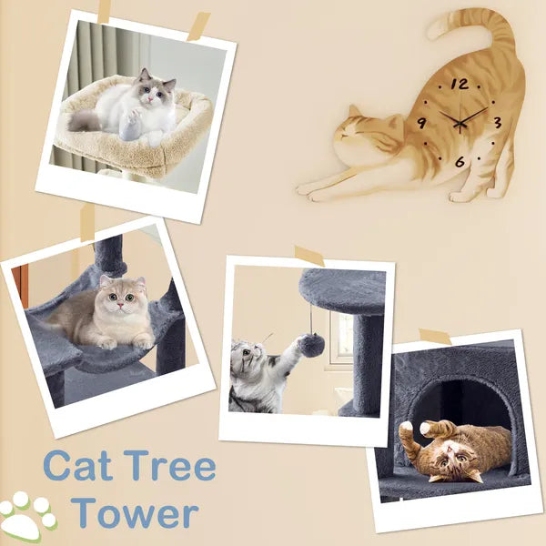 44" Cat Tree Tower Multi-Level Condo Hammock Sisal Scratching Posts Indoor Cats