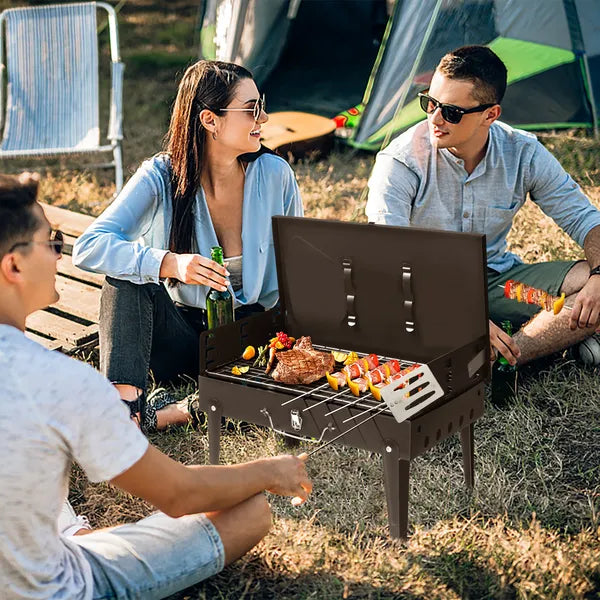 Portable Charcoal Grill Folding BBQ Grill Adjustable Grate Camping Picnic