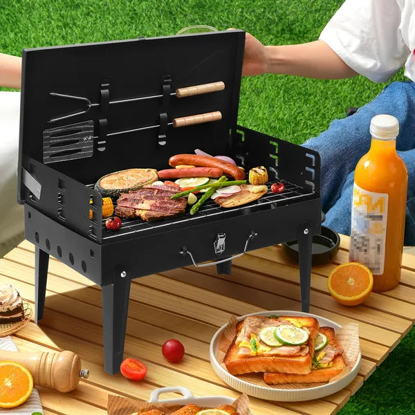 Portable Charcoal Grill Folding BBQ Grill Adjustable Grate Camping Picnic