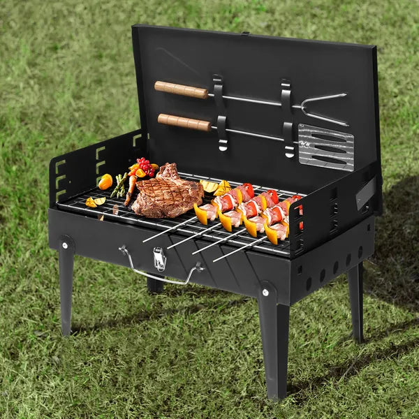 Portable Charcoal Grill Folding BBQ Grill Adjustable Grate Camping Picnic