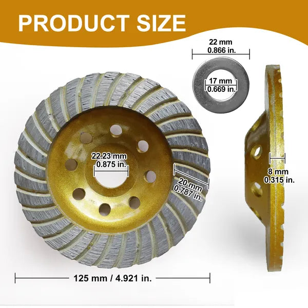 4.5in Diamond Grinding Cup Wheel Turbo Concrete Brick Stone Masonry Grinder
