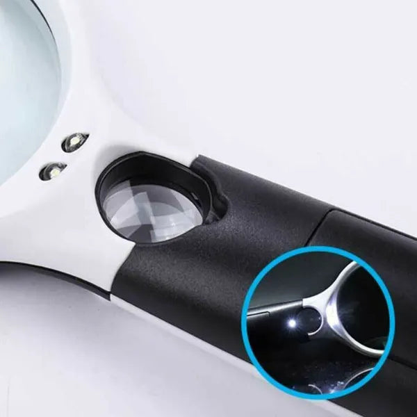 3X 45X Magnifying Glass 3 LED Light Handheld Magnifier Reading Jewelry Loupe