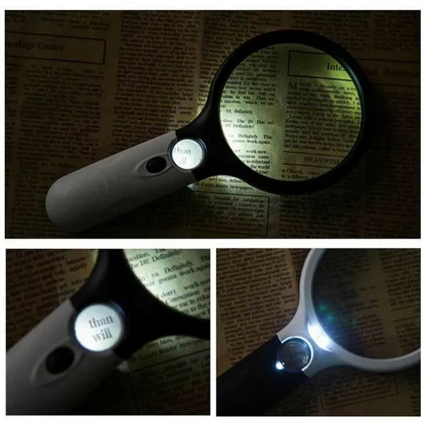 3X 45X Magnifying Glass 3 LED Light Handheld Magnifier Reading Jewelry Loupe
