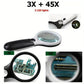 3X 45X Magnifying Glass 3 LED Light Handheld Magnifier Reading Jewelry Loupe