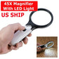 3X 45X Magnifying Glass 3 LED Light Handheld Magnifier Reading Jewelry Loupe