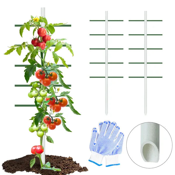 2 Pack 4FT Garden Trellis Climbing Plant Support Tomato Cucumber White Steel