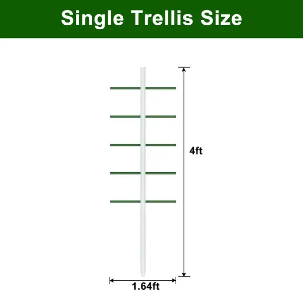2 Pack 4FT Garden Trellis Climbing Plant Support Tomato Cucumber White Steel