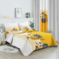 5 Piece Gold Gray Floral Quilt Set Bedspread Pillow Shams Cushion Covers Queen