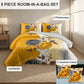 5 Piece Gold Gray Floral Quilt Set Bedspread Pillow Shams Cushion Covers Queen