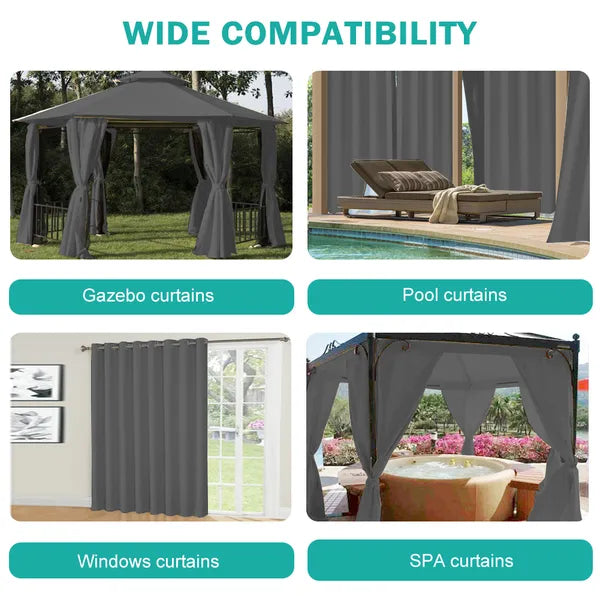 50x84 Dark Gray Outdoor Curtain Grommet Blackout Patio Pergola Privacy 1 Panel
