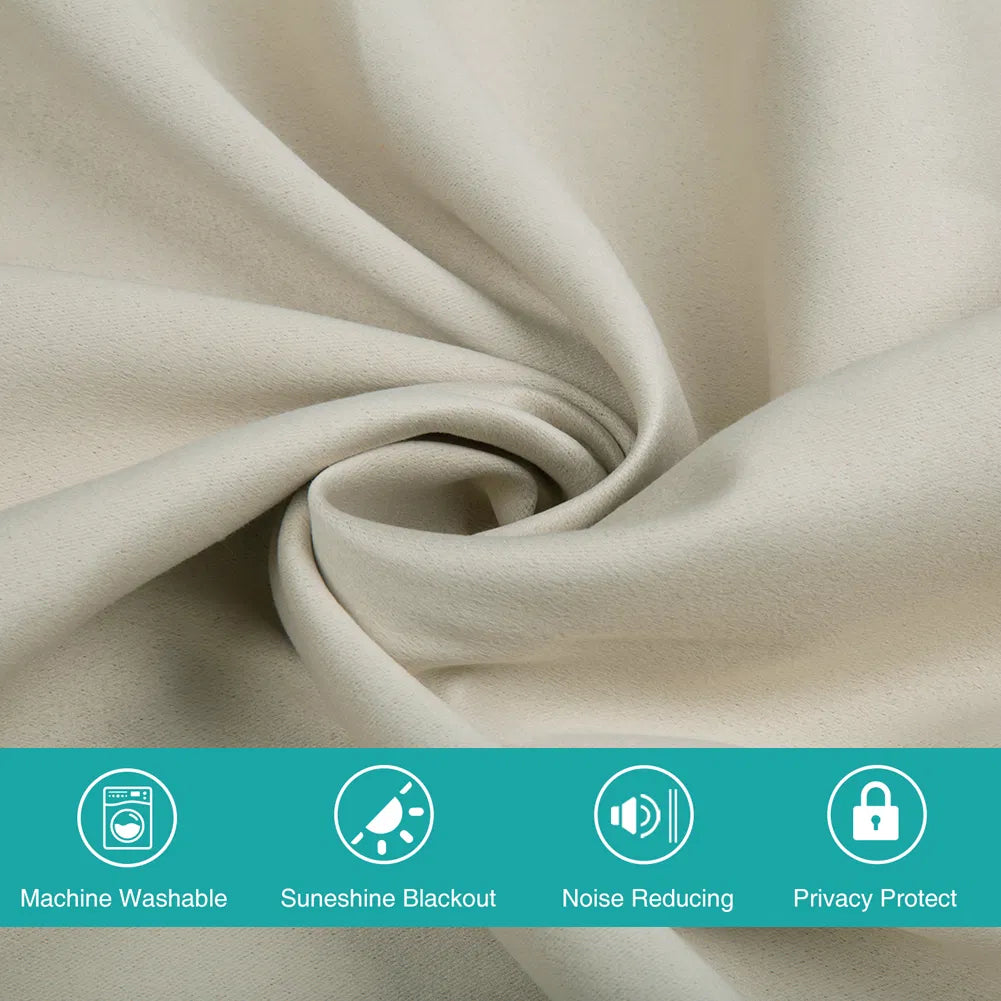 50x106 Beige Blackout Curtain Extra Long Thermal Insulated Privacy Grommet