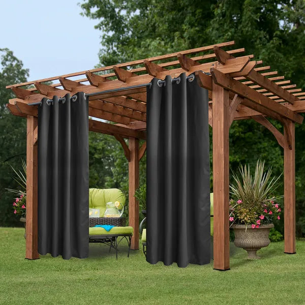 50x84" Gray Outdoor Curtain Blackout Privacy Grommet Panel Patio Gazebo Pergola
