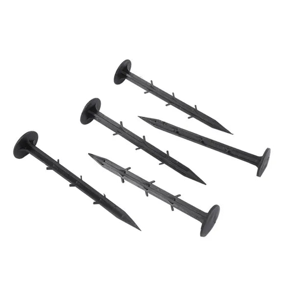 50 Pack 4.5" Plastic Landscape Stakes Weed Barrier Fabric Ground Anchors Barbed
