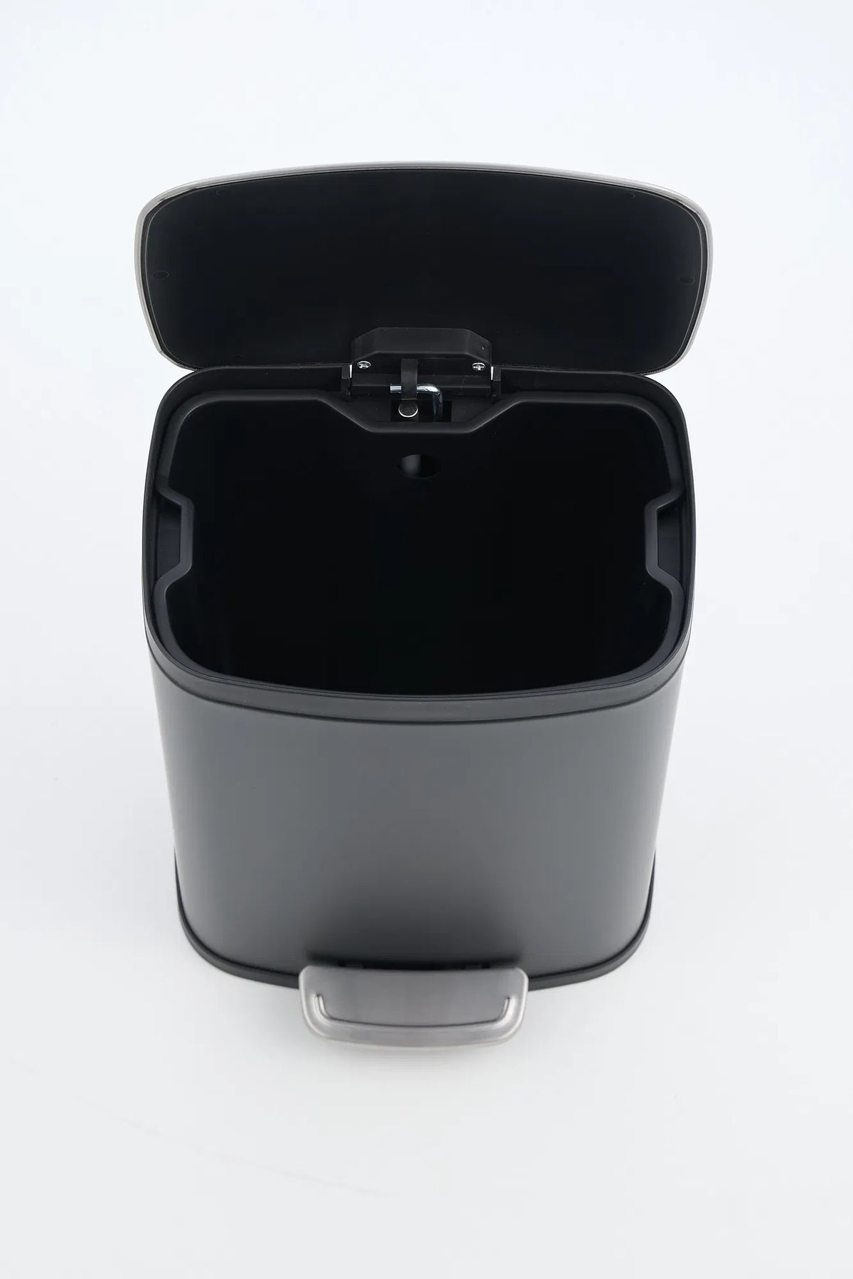 Small Bathroom Trash Can 5L 1.3 Gal Black Stainless Steel Step Pedal with Lid