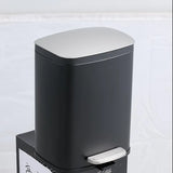 Small Bathroom Trash Can 5L 1.3 Gal Black Stainless Steel Step Pedal with Lid