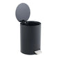 5L Small Bathroom Trash Can Black Stainless Steel Step Pedal Lid Removable Bucket