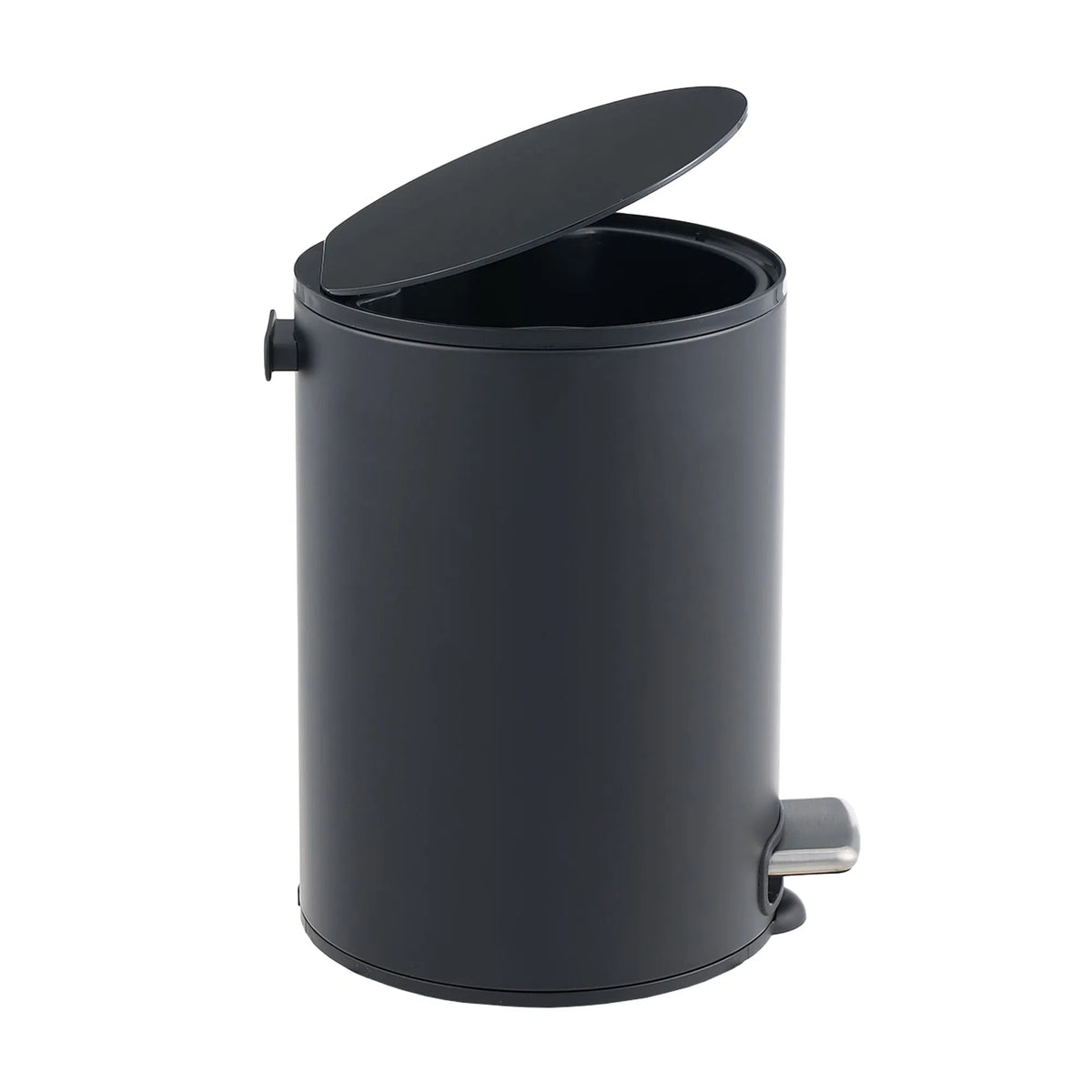 5L Small Bathroom Trash Can Black Stainless Steel Step Pedal Lid Removable Bucket