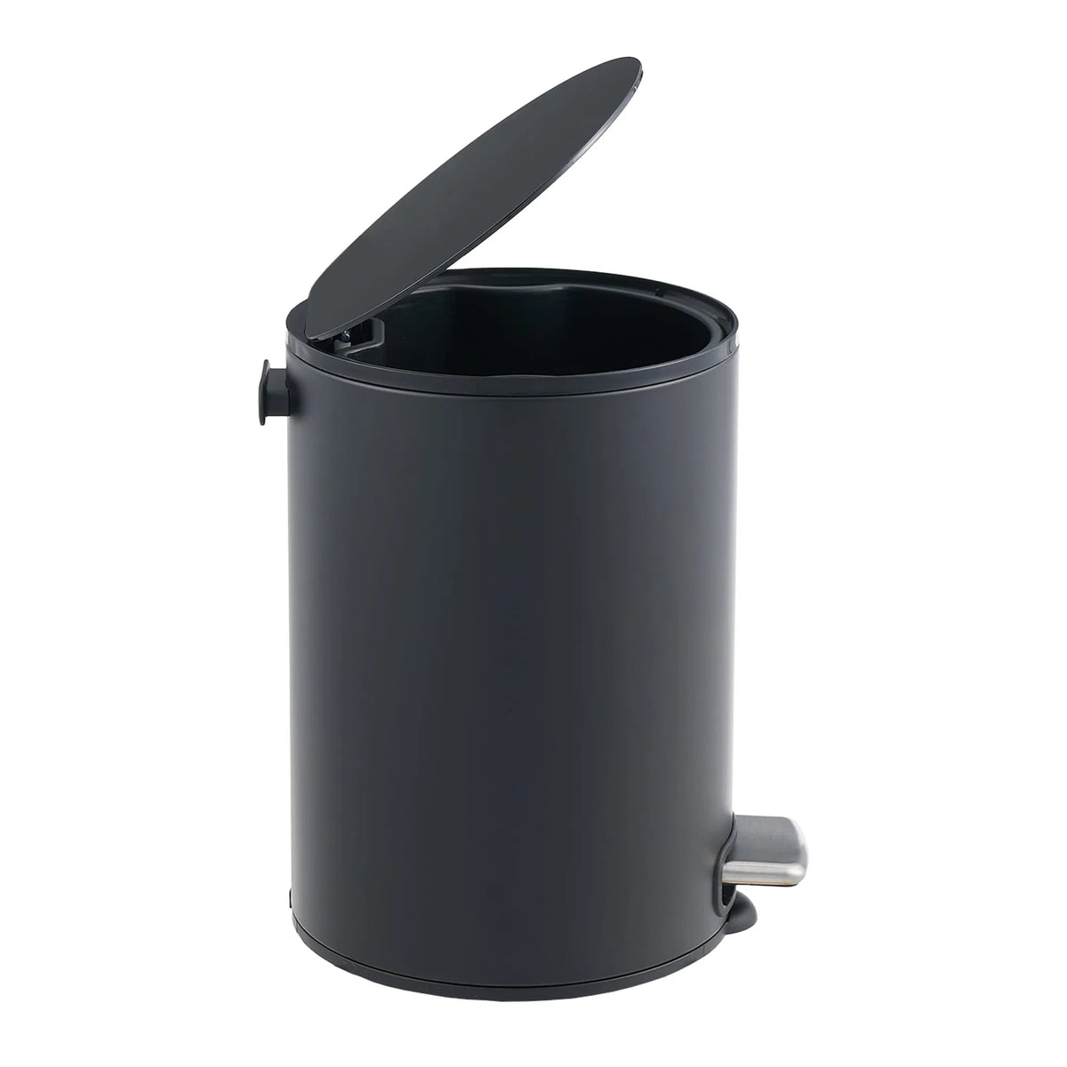 5L Small Bathroom Trash Can Black Stainless Steel Step Pedal Lid Removable Bucket