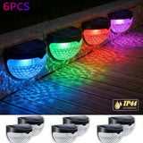 RGB Solar Fence Lights Outdoor Waterproof Deck Step Stair Post Lights Black 6 Pack